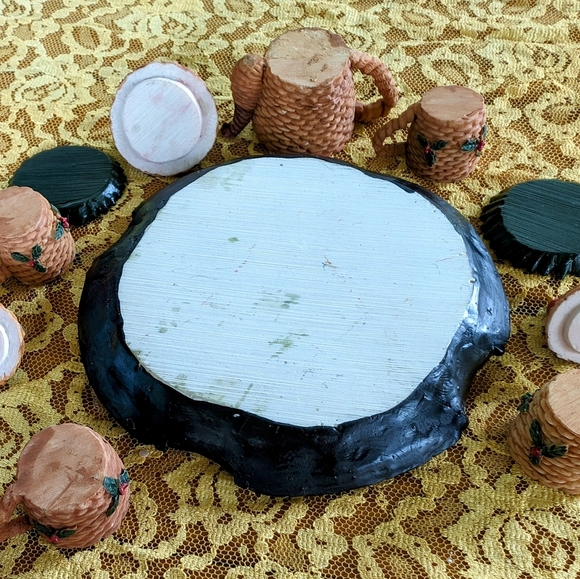 Miniature Resin 11 PC Christmas Cardinal Tea Set 1990's - Picture 3 of 10